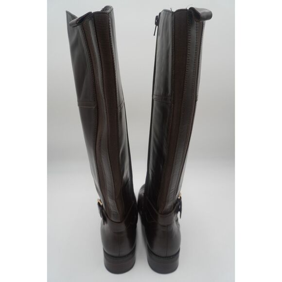Bandolino Riding Boots Women 8 M Brown Leather Tall Buckle Block Heel Equestrian - Picture 3 of 8